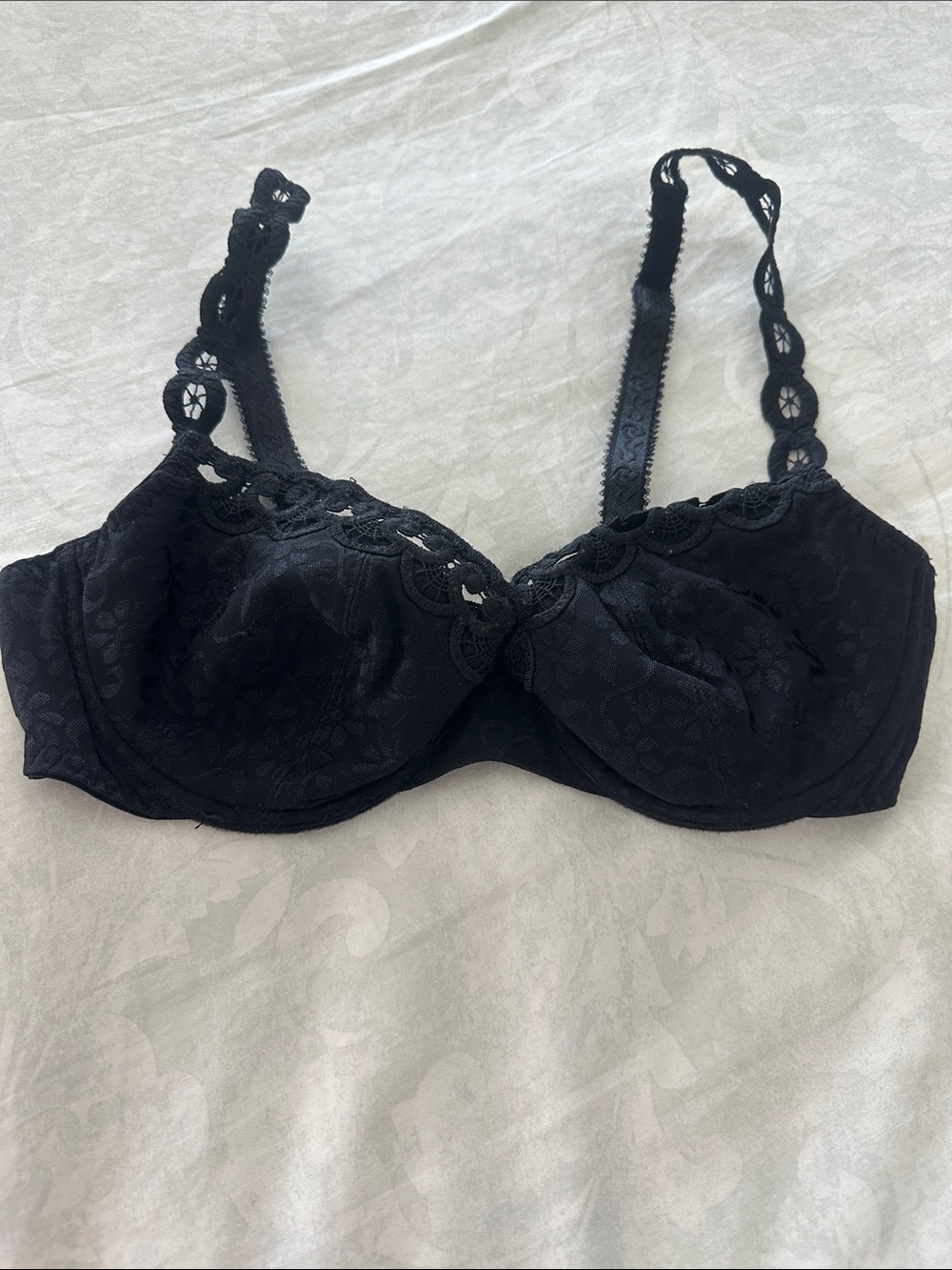 Triumph Black Lace Underwire Bra with Decorative Straps